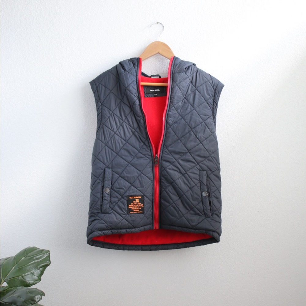 YOUTH Diesel Blue and Red Puff Vest Sz: 14/16